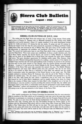 Sierra Club Bulletin 1930 Vol 15 No 4 August thumbnail
